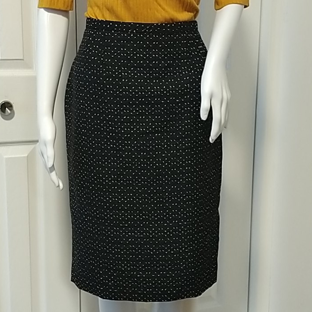 Fendi Black And White Swiss Dot Pencil Skirt